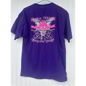 Bike Week Daytona Beach 2013 Motorcycle Graphic Tee Purple Biker Shirt Woman’s L